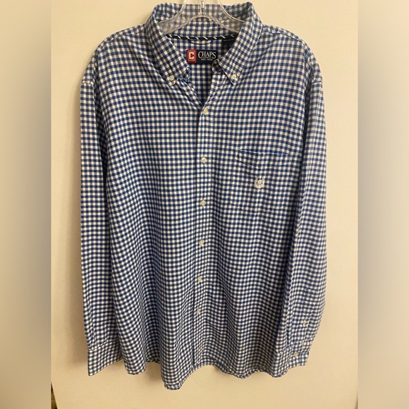 Chaps Shirt Blue Gingham XL - Picture 1 of 9